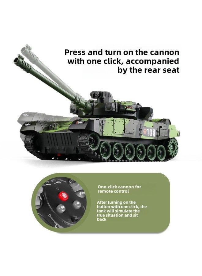 Remote Control Tank Can Be Fired Simulation Battle Tiger Armored Vehicle Crawler Model Children Boy Toys-Color: 9-way Remote Control Tank-Proportion:1 Set Of Batteries - Image 5