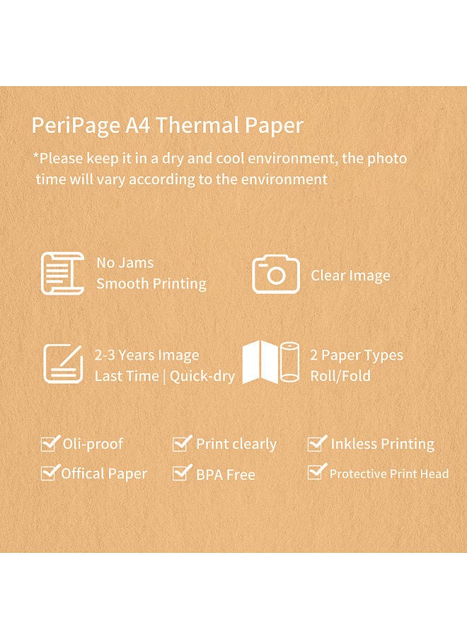 PeriPage - 2 لفة ورق حراري متوافقة مع طابعة حرارية A40 سريعة الجفاف مثالية للطباعة على الصور والإيصالات والمذكرات وملفات PDF وصفحات الويب وطابعة صور فورية 210 × 30 مم 7.45 م / 24.4 قدم - Image 1