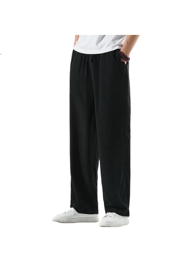 ROMON Men'S Linen Pants Summer Thin Cotton Linen Straight Casual Pants Loose Wide Leg Pants White Xl - Image 2