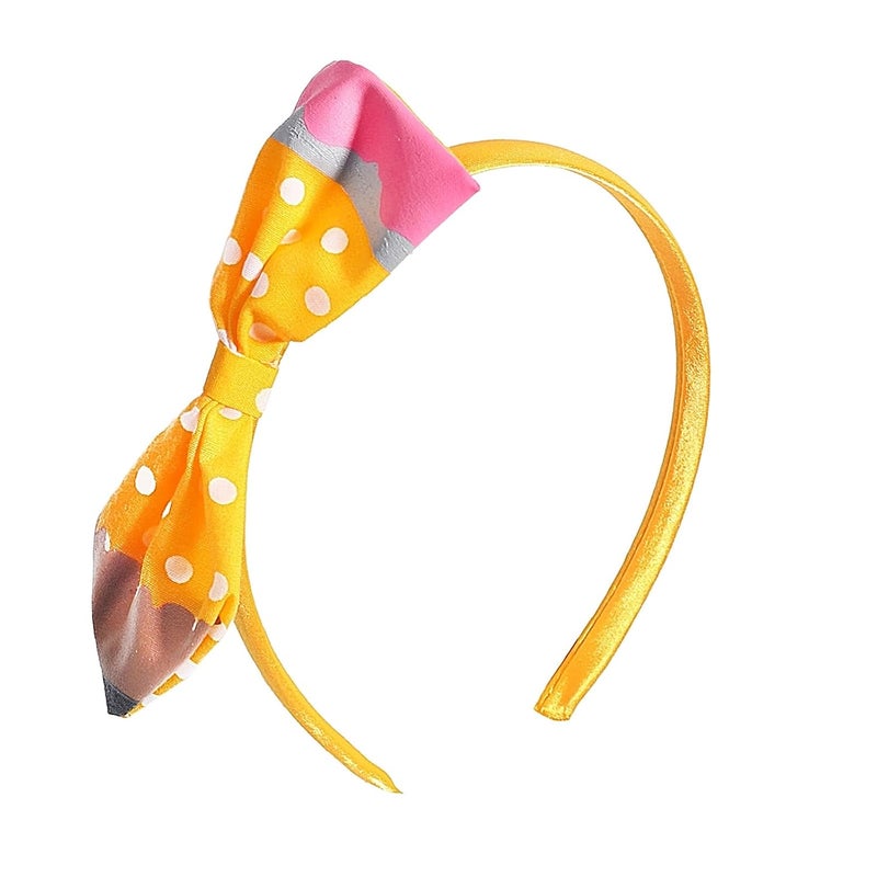 Doneace Back To School Headband Cute Yellow Pencil Headband for Girls School Bow Hair Band Teacher Hair Hoop Back To School Outfits Hair Accessories for School First Day Gift 1PcsStyle 1