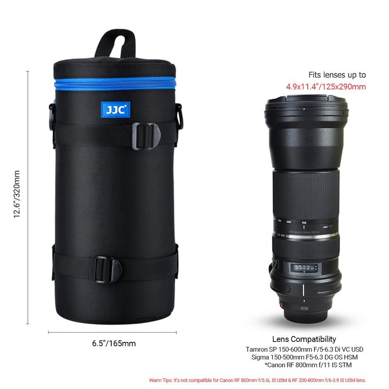 JJC Camera Lens Pouch Case for Canon RF 800mm f11 Tamron SP 150-600mm Sigma 150-600mm 150-500mm Nikon Nikkor AF-S 200-500mm & More, Zipper Polyester Lens Protective Bag Interior Size 4.9x11.4â€ - Image 4