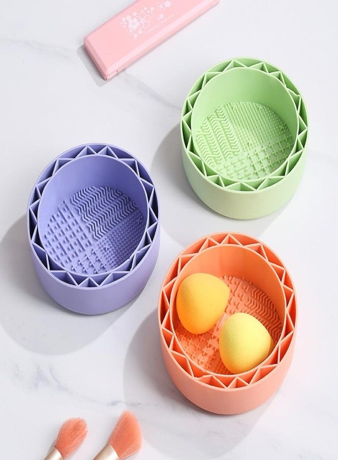 MERISH Makeup Brush Cleaner, Sillicon Brushes Cleaning Mat Brush Holder Bowl Prtable Cleaning Tool (Purple) - Image 4