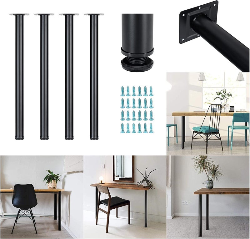 Dcloud Metal Table Legs Heavy Duty Desk Legs Furniture Legs for Dining Table Cast Iron Legs Computer Desk Legs Office Desk Legs Round Shape Black - Image 3