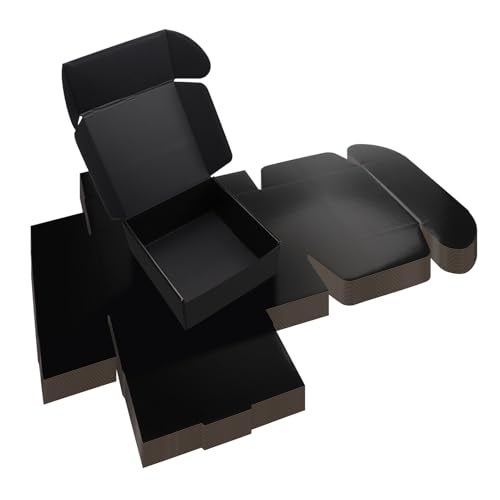Rempry 8x8x4 Black Shipping Boxes for Small Business Pack of 20, Cardboard Corrugated Mailer Boxes Gift Boxes for Shipping Packaging - Image 1