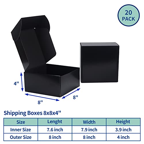 Rempry 8x8x4 Black Shipping Boxes for Small Business Pack of 20, Cardboard Corrugated Mailer Boxes Gift Boxes for Shipping Packaging - Image 2