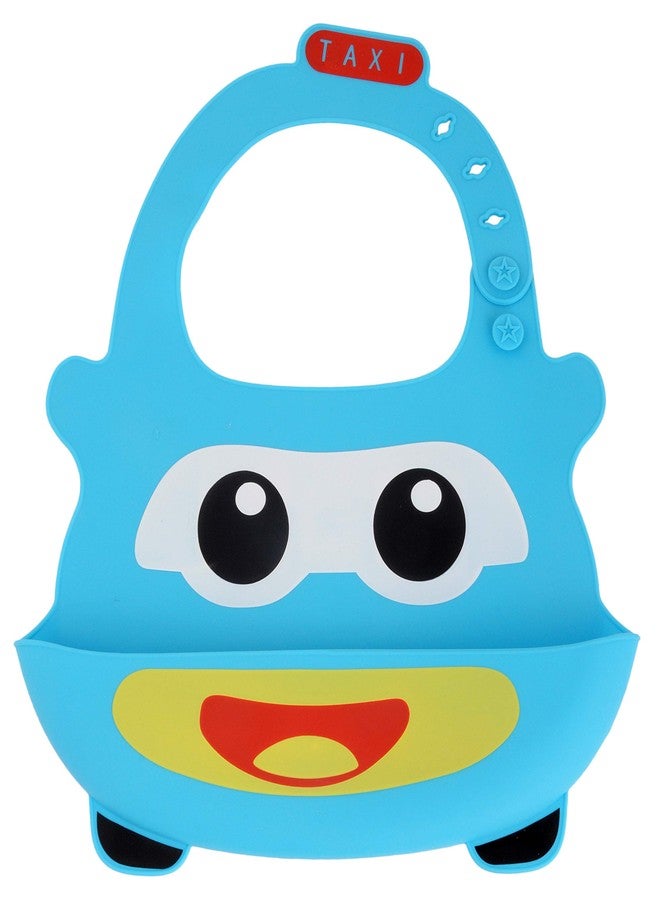 Yellow Bee Easy Clean Silicone Bib with Crumb Collector, Blue - Image 1