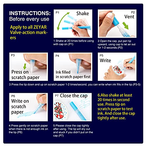ZEYAR Dual Tip Acrylic Paint Pens 12 Metallic Colors, Chisel and Extra Fine Point Tips, Patented product, Water Based Acrylic & Waterproof Ink (12 Metallic Colors) - Image 4