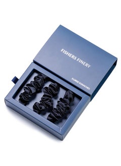 Fishers Finery 25 Momme 100 Pure Mulberry Silk Large Scrunchies Hair Ties Black 3 Pk