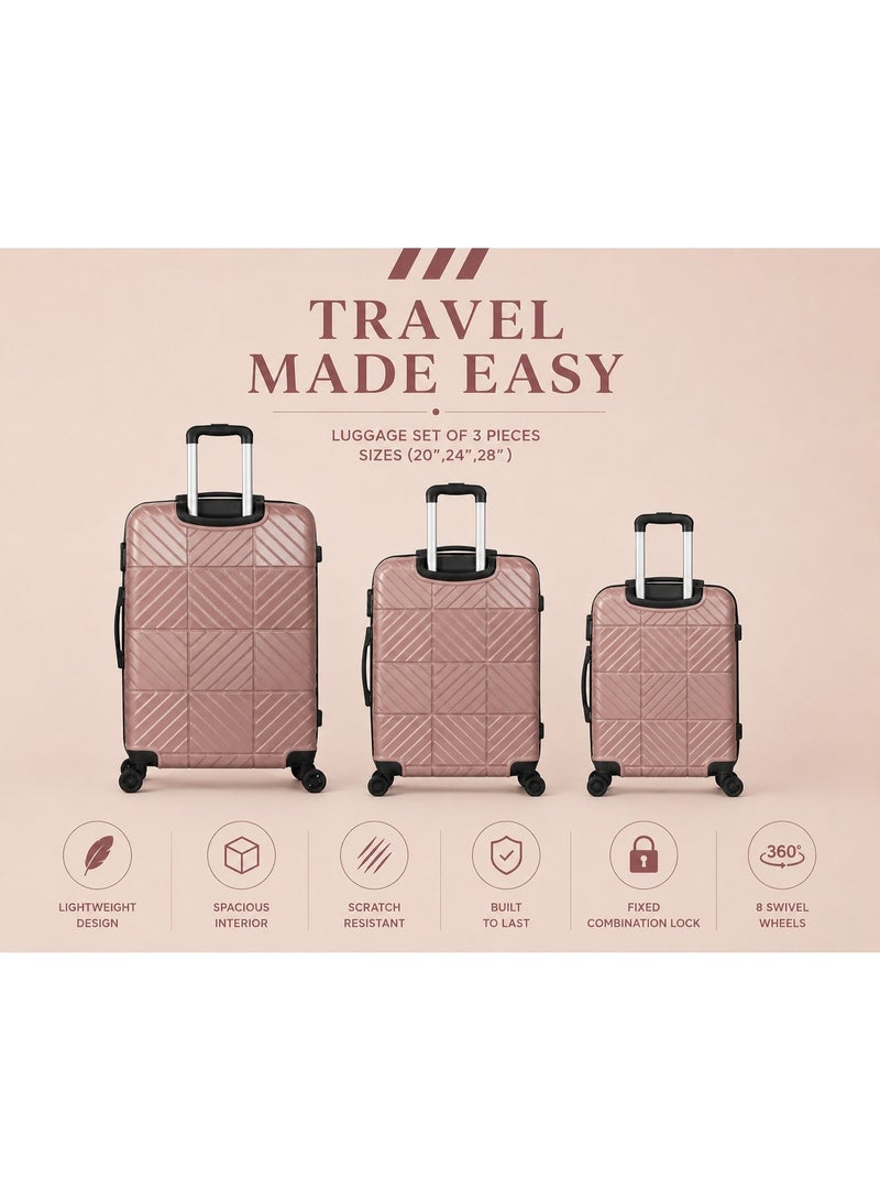 3 Piece Luggage Set 20, 24 and 28 Inch, Hard Shell Travel Suitcases for Holidays, Family Trips and Business Travel - Image 3
