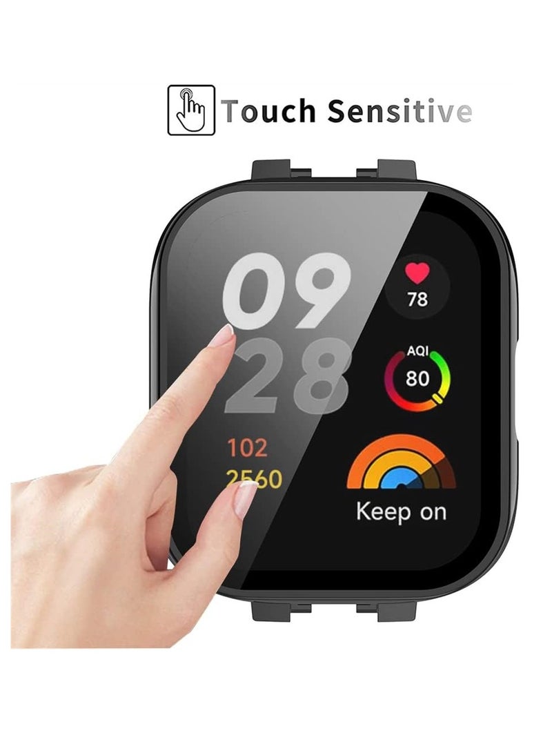KASTWAVE 2 Pcs Case With Tempered Glass Screen Protector Compatible for Xiaomi Redmi Watch 3, 9H Hardness All-round Protective Cover Ultra-thin Protective PC Case Cover, Green and Black  - Image 5