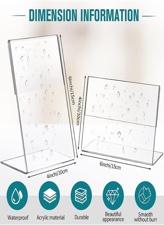 SYOSI - Acrylic Photo Frames, 12Pcs Photo Acrylic Sign Holder, Clear Flyer Display Stand Slant Back Picture for Home Office Restaurant Desk Photo Display, 4x6"/6x4" Desktop Photo Picture Menu Document - Image 1