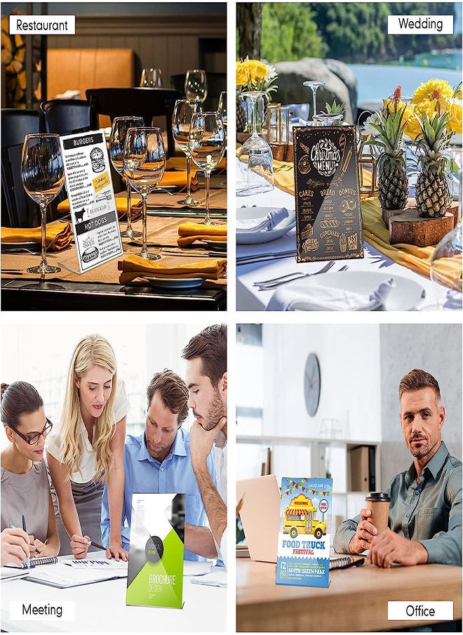 SYOSI - Acrylic Photo Frames, 12Pcs Photo Acrylic Sign Holder, Clear Flyer Display Stand Slant Back Picture for Home Office Restaurant Desk Photo Display, 4x6"/6x4" Desktop Photo Picture Menu Document - Image 1