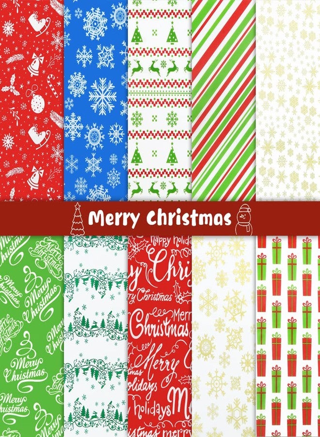 Geluode Christmas Tissue Paper, 100 Sheets Gift Wrap Tissue in 10 Different Designs 14 x 20 Inches Xmas Tissue Paper Bulk for Gift Wrapping Wine Bottles DIY Crafts Decor - Image 3