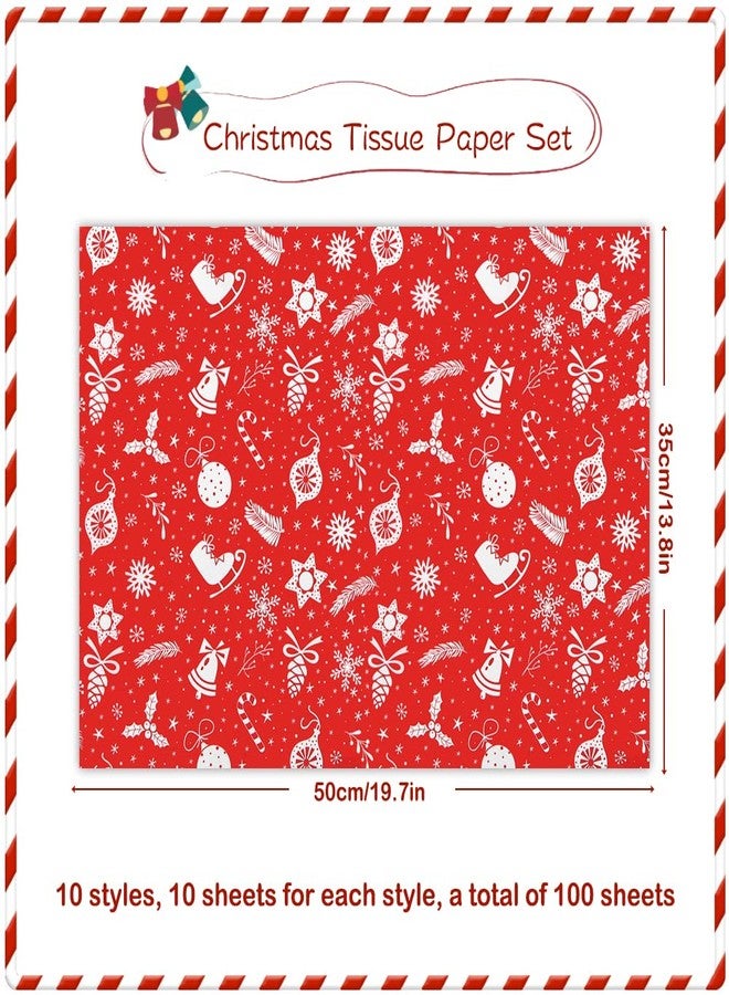 Geluode Christmas Tissue Paper, 100 Sheets Gift Wrap Tissue in 10 Different Designs 14 x 20 Inches Xmas Tissue Paper Bulk for Gift Wrapping Wine Bottles DIY Crafts Decor - Image 2