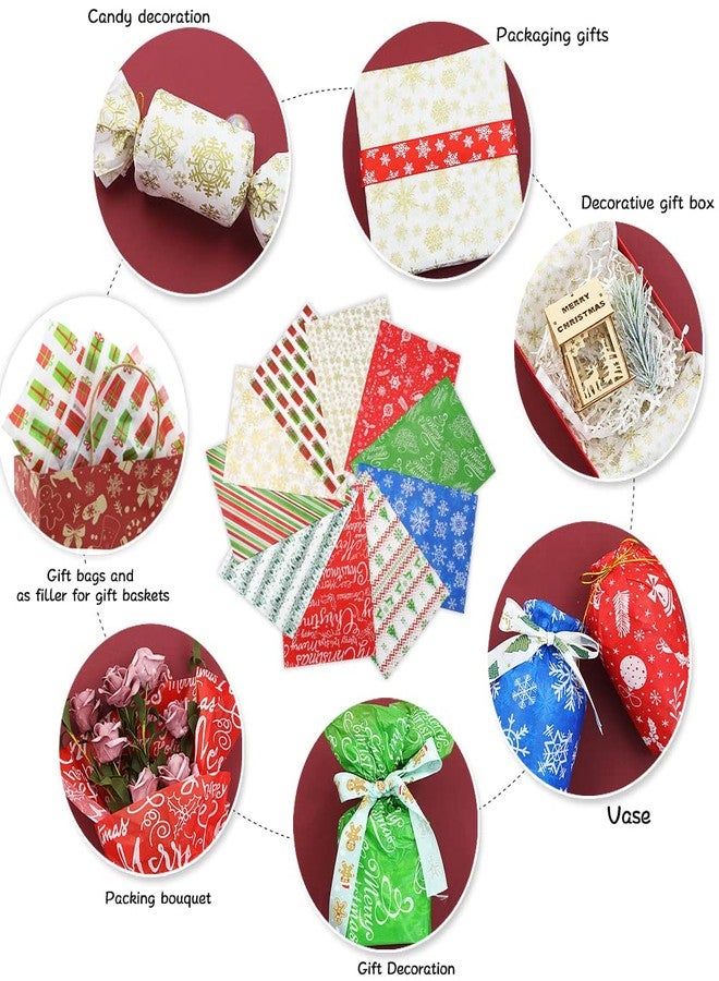 Geluode Christmas Tissue Paper, 100 Sheets Gift Wrap Tissue in 10 Different Designs 14 x 20 Inches Xmas Tissue Paper Bulk for Gift Wrapping Wine Bottles DIY Crafts Decor - Image 4