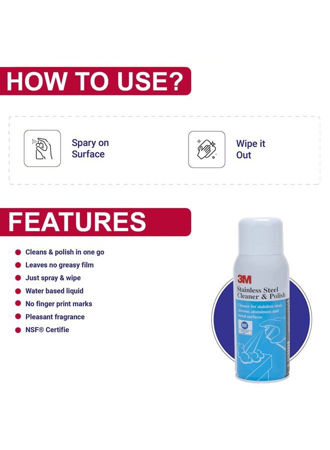 3M Stainless Steel Cleaner And Polish, Nsf Certified Ss Polish For Steel Chrome Aluminium Etc, Made In Usa - Image 2