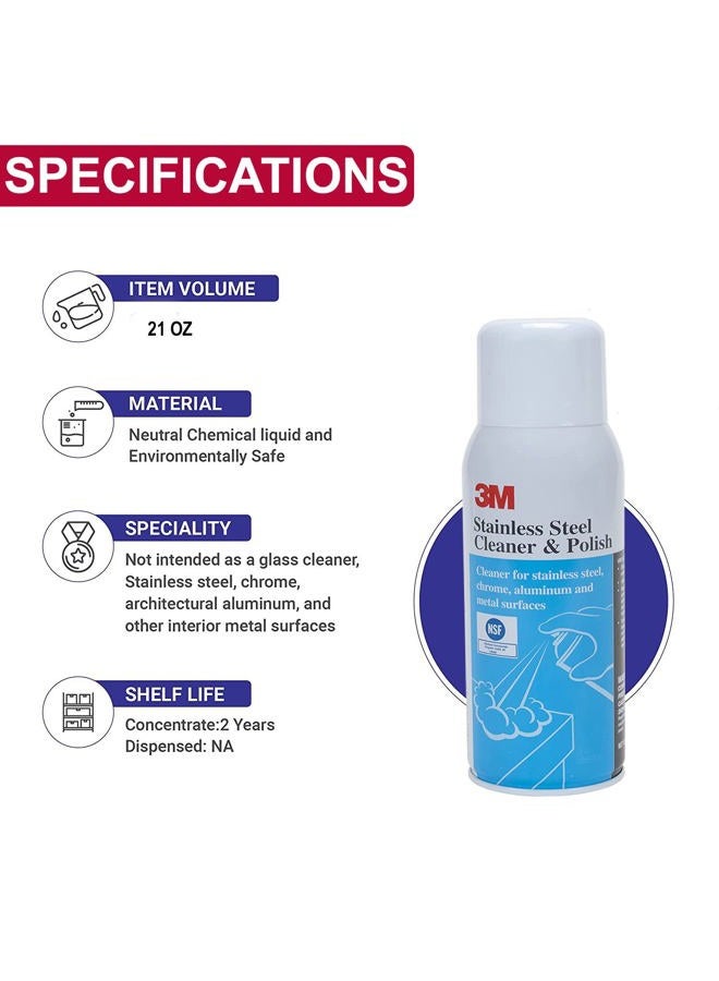 3M Stainless Steel Cleaner And Polish, Nsf Certified Ss Polish For Steel Chrome Aluminium Etc, Made In Usa - Image 3
