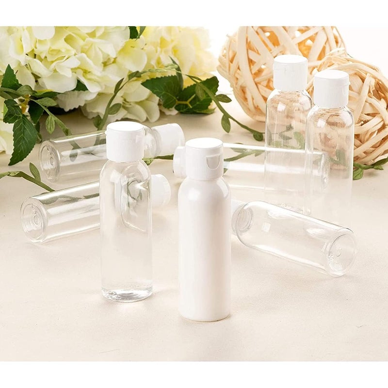 Harrods HARRODS Empty Refillable Round Plastic Bottles with Flip Top Caps White 100 ml Set of 20  - Image 5