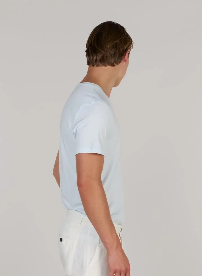 Just Nature Ice Blue Soft Cotton Premium V-Neck T-Shirt for Men | Best Price UAE