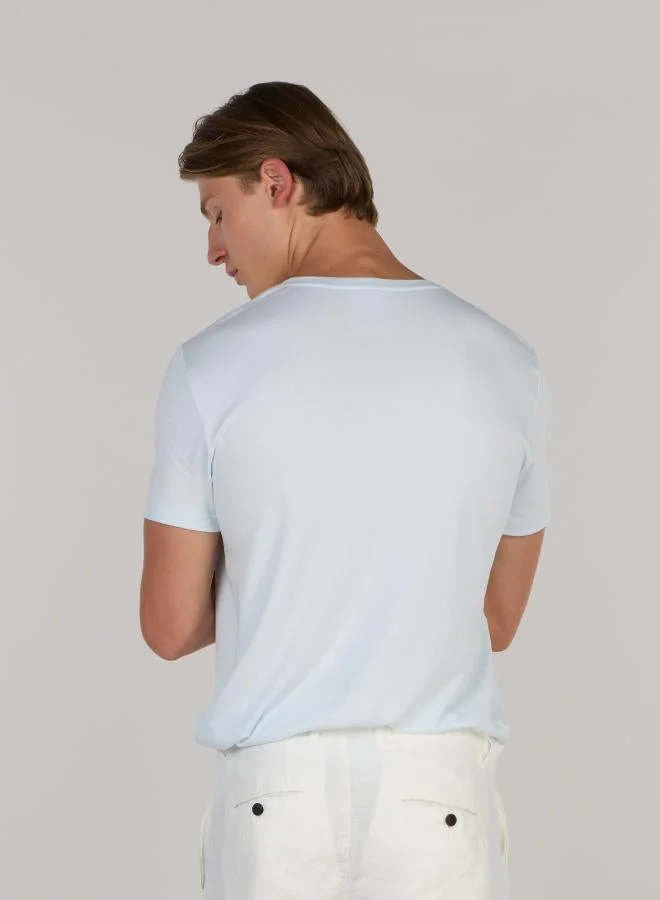 Just Nature Ice Blue Soft Cotton Premium V-Neck T-Shirt for Men | Best Price UAE