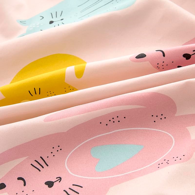 KWLOVER 2PC Soft Bed Fitted Sheet and Pillowcases Set,Cute Cats Printed Bed Sheets for Kids Boys Girls Twin Size Bed (Pink Cats, Twin) - Image 5