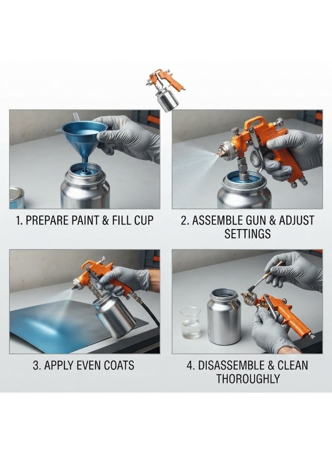 Harden Pneumatic Air Spray Gun Touch Up Paint Sprayer Gravity Feed Spray Gun Auto Car Furniture Finishing Coat Painting Spraying Tool (600 Ml) - Image 2