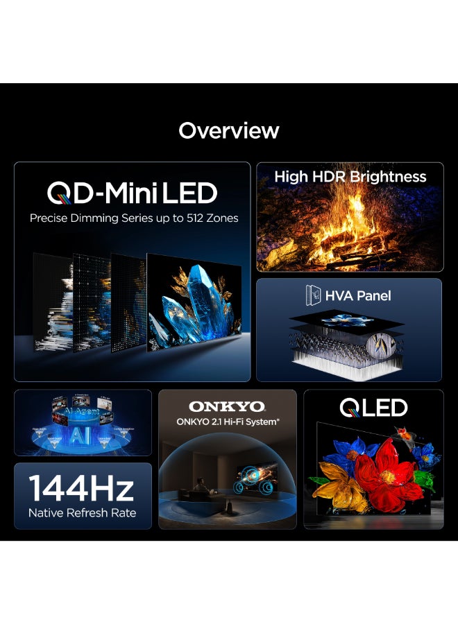 TCL Television 98 Inch 4K QD-Mini LED Google Smart TV, 144Hz Refresh Rate, HDR High Brightness, 93% DCI-P3, AiPQ Pro, Slim & Uni-body Design (2026 Model) 98P8L Black - Image 2