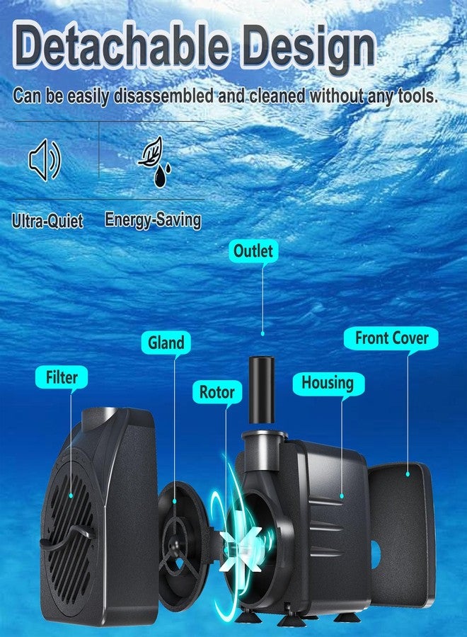 SongLong 200GPH(750L/H) 9.9ft Power Cord Submersible Pump, Water Fountain Pump with 5.3ft Lift for Ponds, Water Fountains, Aquariums & Hydroponics. - Image 4
