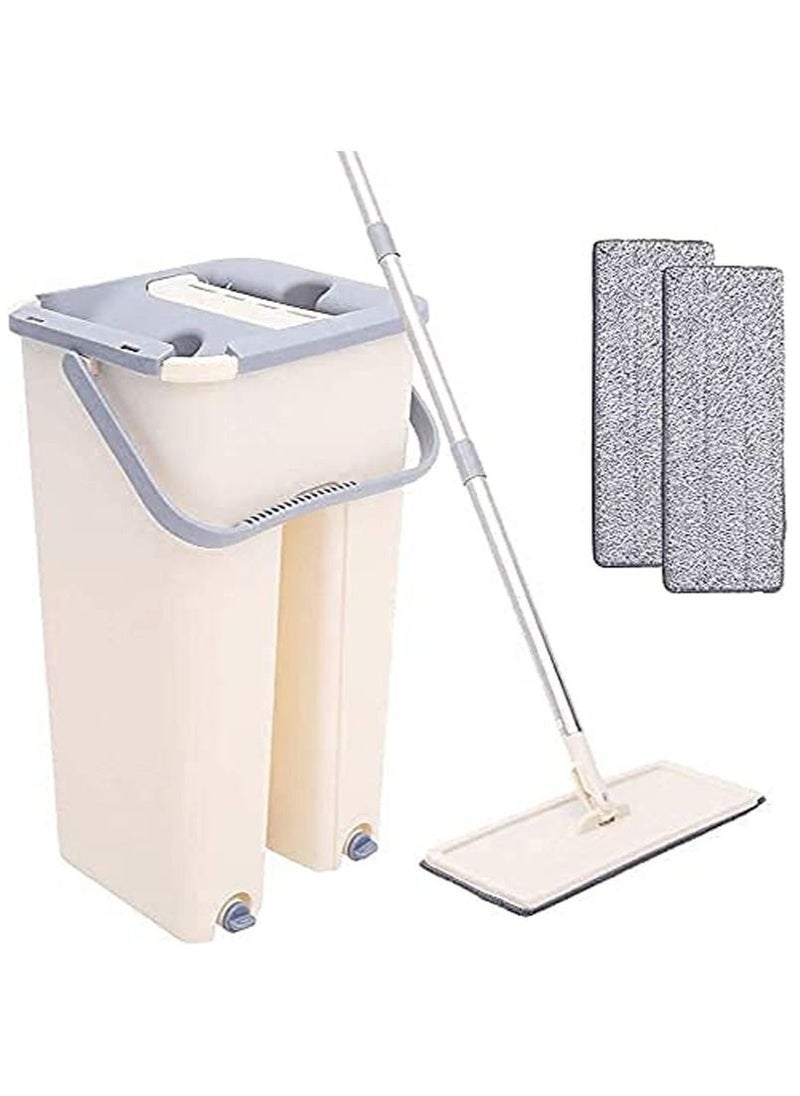 Scratch Flat Mop and 2 in 1 Bucket,Cleaning Mop Set Cleaning Mop,Floor Mop Mop Cleaning System Cleaner  - Image 2