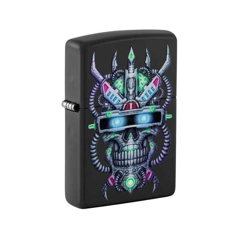 Zippo Cyber Skull Design Black Matte Pocket Lighter - Image 2