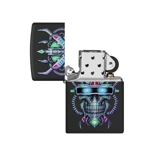 Zippo Cyber Skull Design Black Matte Pocket Lighter - Image 3