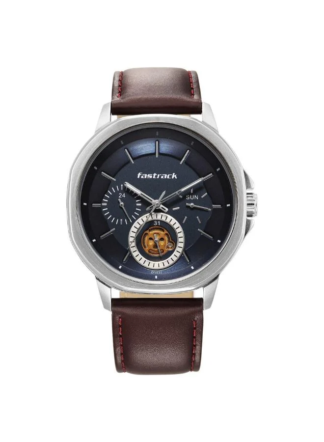 fastrack Men's Leather Analog Watch 3303SL01 - 45 mm