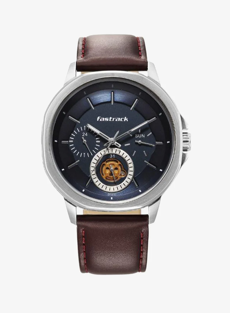 fastrack Men's Leather Analog Watch 3303SL01 - 45 mm