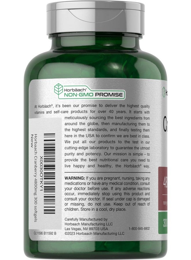 Horbäach Cranberry Pills for Women and Men 4800mg | 300 Softgels | Non-GMO, Gluten Free Supplement | from Concentrate Extract - Image 3
