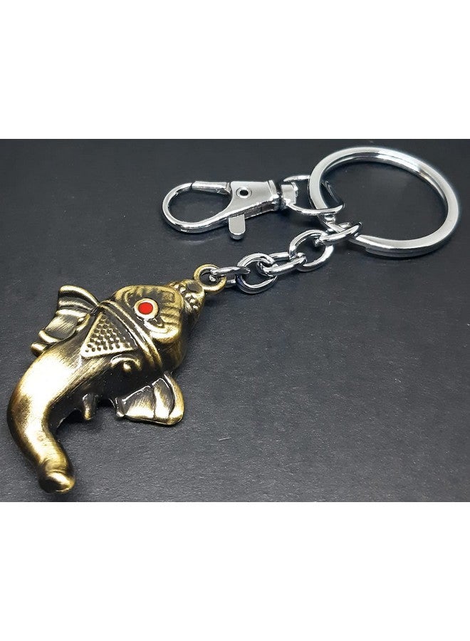 Aura Set of 2 Goodluck Ekdanta Lambodhar Vighnaharta Siddhivinayak Ganesha Ganpati Bappa Keyring Keychain for Bike Car Home Office Keys Silver Metal Keychain - Image 4