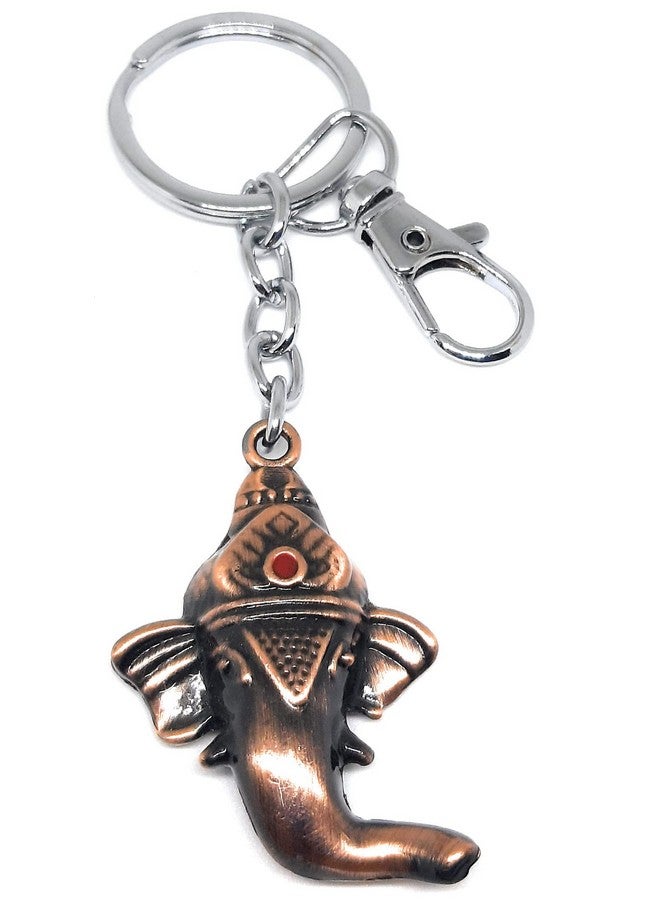 Aura Set of 2 Goodluck Ekdanta Lambodhar Vighnaharta Siddhivinayak Ganesha Ganpati Bappa Keyring Keychain for Bike Car Home Office Keys Silver Metal Keychain - Image 5