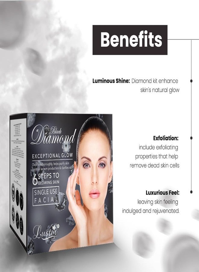 Luster Black Diamond Facial Kit & White Pearl Facial Kit | 6 Step Facial Kit | Single Use Mini Facial Kit | For Women & Men | Paraben & Sulfate Free - 40g Each - Image 3