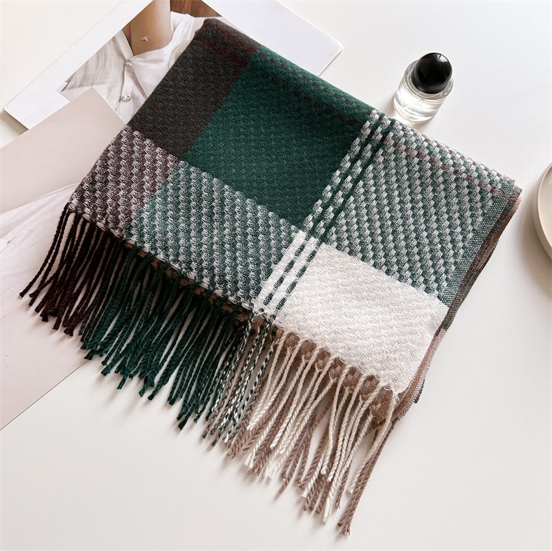 Nordic-style Cashmere Large Plaid Warm Shawl Scarf Unisex Autumn and Winter Fashion All-match Tassel Scarf - Image 1