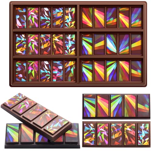 Ziliny 1 Pcs Holographic Chocolate Molds Resin Silicone Chocolate Bar Deep Thick Molds for Christmas Valentine's Day DIY Baking Wax Melts Party Supplies(Triangle) - Image 1