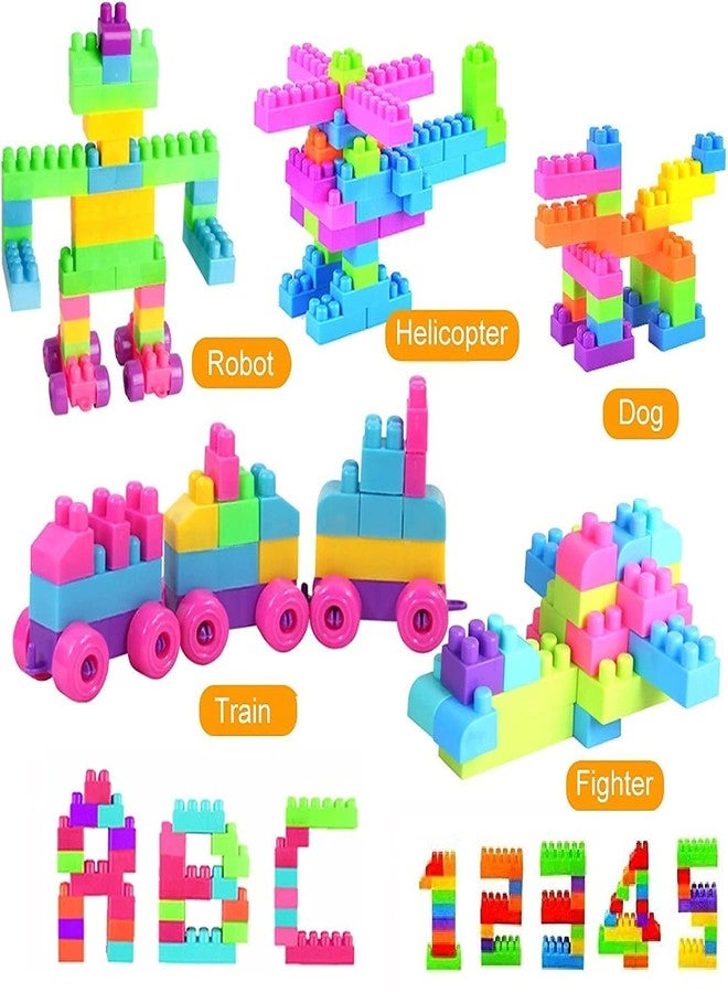 satsun (52+ Pieces + 8 Tyres) Building Blocks Brick Game Puzzle Toy Educational Toy for Kids Baby Gifts. - Image 2