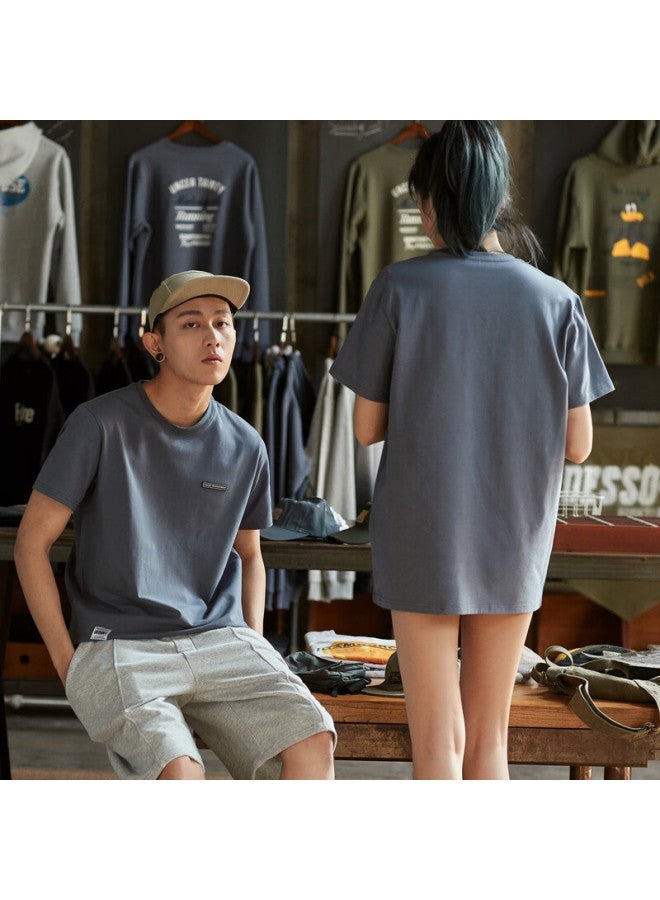 Tonlion Summer Men's Short Sleeve Round Neck T-shirt Ink Blue/second Batch XL - Image 4