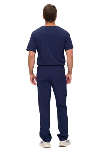 Natural Uniforms Mens Stretch Multi-Pocket Cargo Scrub Set (True Navy Blue, X-Large) - Image 5