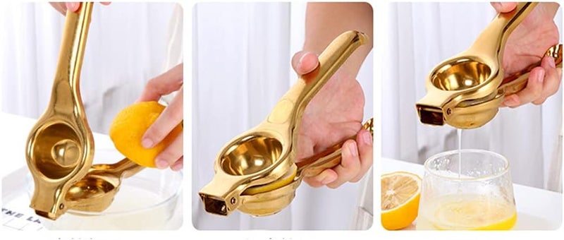 klarakoStainless Steel Heavy Duty Handheld Manual Fruit Juicer Orange Lime Citrus Lemon Squeezer Extractor Hand Press Tool for Kitchen & Bar klarakoGold - Image 2