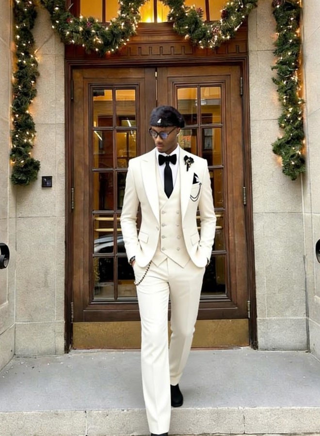 Wangyue Mens 3 Piece Slim Fit One Button Blazer Vest Pants Formal Business Wedding Prom Suit, Hunting Green, M - Image 5