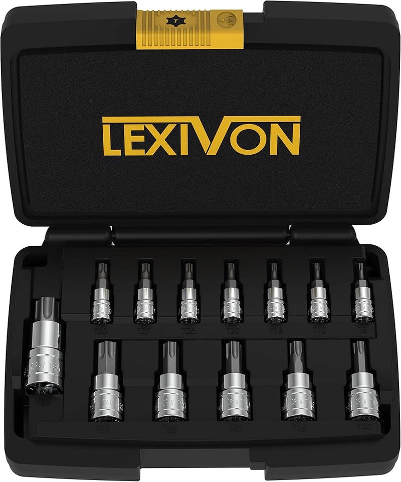 LEXIVON Torx Bit Socket Set, Premium S2 Alloy Steel 13-Piece Star T8 - T60 Set Enhanced Storage Case (LX-143) - Image 1