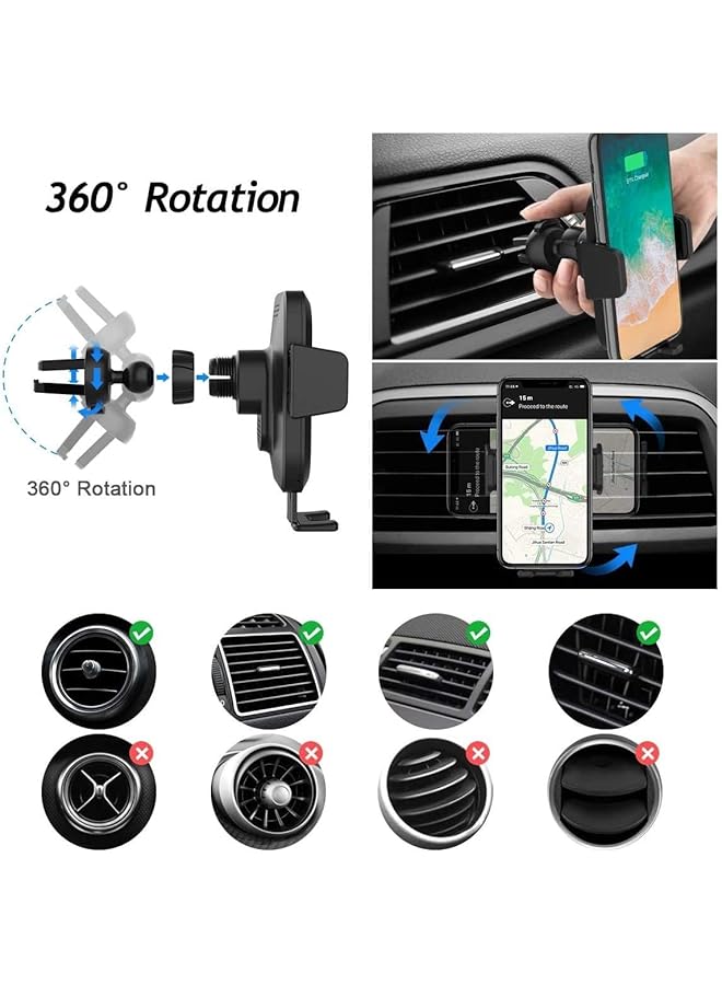 Excefore Wireless Car Charger Qi 15W Fast In Car Wireless Charger Automatic Sensor Phone Holder Vent Mount Dashboard Car Mount/Cradle Compatible For Iphone 11 12 13 14 Pro Max - Image 2