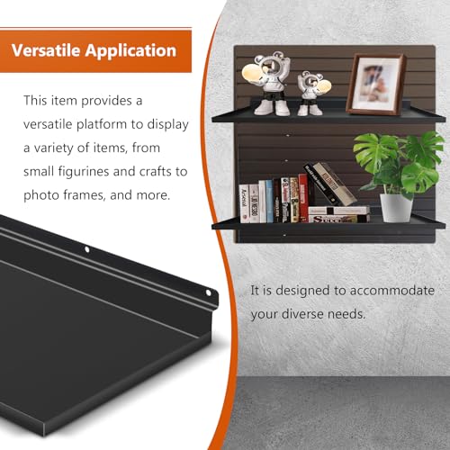 PEKGRIL 17X8 Inch Large Slatwall Shelves Set of 2, Metal Slat Wall Shelves Accessories, Flat Display Shelves for Slat, Metal Retail Display for Storage and Organization, Black - Image 4