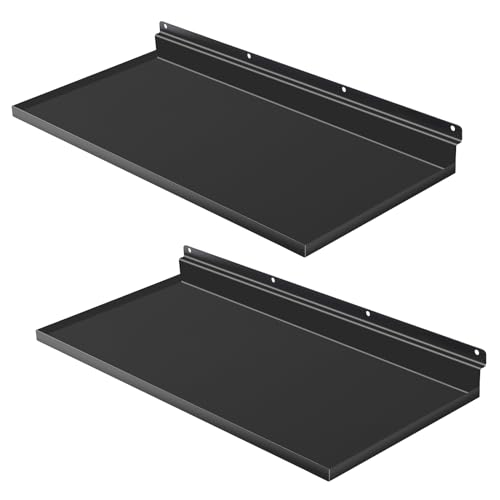 PEKGRIL 17X8 Inch Large Slatwall Shelves Set of 2, Metal Slat Wall Shelves Accessories, Flat Display Shelves for Slat, Metal Retail Display for Storage and Organization, Black - Image 1