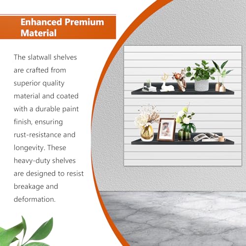 PEKGRIL 17X8 Inch Large Slatwall Shelves Set of 2, Metal Slat Wall Shelves Accessories, Flat Display Shelves for Slat, Metal Retail Display for Storage and Organization, Black - Image 3