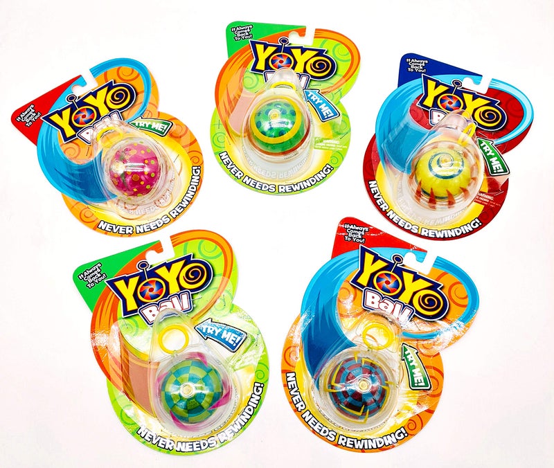 BIG TIME TOYS كرة يويو أوتوماتيكية من بيغ تايم تويز، عبوة حفلات من 5، ألوان وأنماط متنوعة، لا تحتاج إلى إعادة لف، لمسة جديدة على المرح القديم، تعزز المهارات الحركية والتنسيق بين اليد والعين - Image 1